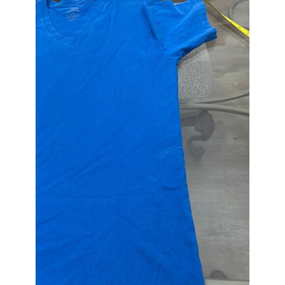 True Classic Mens V-Neck T-Shirt X-Large Blue Cotton/Polyester Blend - Picture 5 of 7